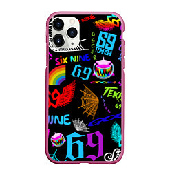 Чехол iPhone 11 Pro матовый 6IX9INE, цвет: 3D-малиновый