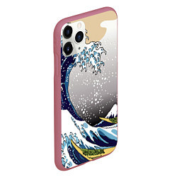 Чехол iPhone 11 Pro матовый The great wave off kanagawa, цвет: 3D-малиновый — фото 2