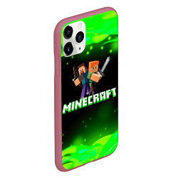 Чехол iPhone 11 Pro матовый Minecraft 1, цвет: 3D-малиновый — фото 2