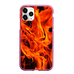 Чехол iPhone 11 Pro матовый ОГОНЬ, цвет: 3D-малиновый