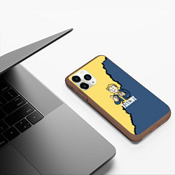 Чехол iPhone 11 Pro матовый Fallout logo boy, цвет: 3D-коричневый — фото 2