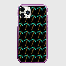 Чехол iPhone 11 Pro матовый Майнкрафт Кирка, цвет: 3D-фиолетовый