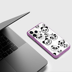 Чехол iPhone 11 Pro матовый Панды, цвет: 3D-фиолетовый — фото 2