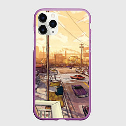 Чехол iPhone 11 Pro матовый GTA San Andreas, цвет: 3D-фиолетовый