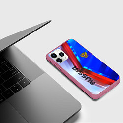 Чехол iPhone 11 Pro матовый RUSSIA SPORT, цвет: 3D-малиновый — фото 2