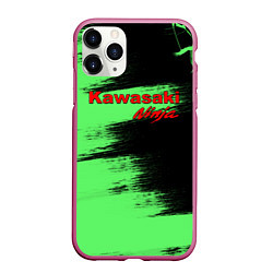 Чехол iPhone 11 Pro матовый Kawasaki, цвет: 3D-малиновый