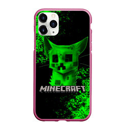 Чехол iPhone 11 Pro матовый MINECRAFT CAT, цвет: 3D-малиновый