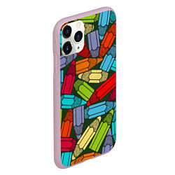 Чехол iPhone 11 Pro матовый Детские цветные карандаши арт, цвет: 3D-розовый — фото 2