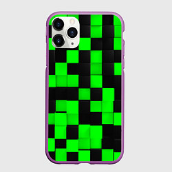 Чехол iPhone 11 Pro матовый ЗЕЛЕНЫЕ КУБИКИ, цвет: 3D-фиолетовый