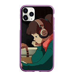 Чехол iPhone 11 Pro матовый STUDY GIRL, цвет: 3D-фиолетовый