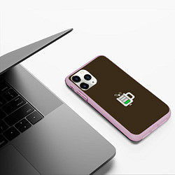 Чехол iPhone 11 Pro матовый Батарейка заряд чашка кофе, цвет: 3D-розовый — фото 2
