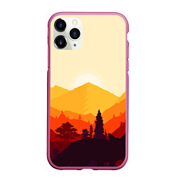 Чехол iPhone 11 Pro матовый Горы закат пейзаж лиса арт, цвет: 3D-малиновый