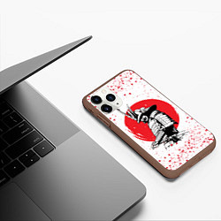 Чехол iPhone 11 Pro матовый Самурай в каплях крови Z, цвет: 3D-коричневый — фото 2