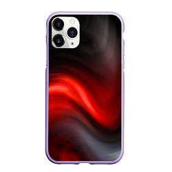 Чехол iPhone 11 Pro матовый BLACK RED WAVES АБСТРАКЦИЯ, цвет: 3D-светло-сиреневый