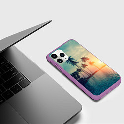 Чехол iPhone 11 Pro матовый Пальмы, цвет: 3D-фиолетовый — фото 2