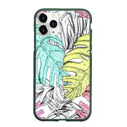 Чехол iPhone 11 Pro матовый ТЕКСТУРА ТРОПИКИ, цвет: 3D-темно-зеленый