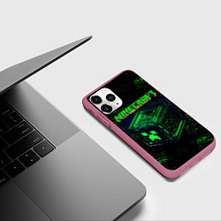 Чехол iPhone 11 Pro матовый MINECRAFT, цвет: 3D-малиновый — фото 2