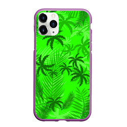 Чехол iPhone 11 Pro матовый ПАЛЬМЫ ЛЕТО TROPICAL, цвет: 3D-фиолетовый
