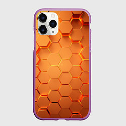 Чехол iPhone 11 Pro матовый Золотые 3D плиты, цвет: 3D-фиолетовый