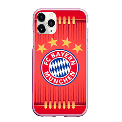 Чехол iPhone 11 Pro матовый BAYERN MUNCHEN, цвет: 3D-розовый