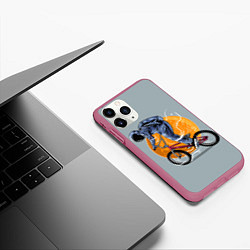 Чехол iPhone 11 Pro матовый Космический велосипедист Z, цвет: 3D-малиновый — фото 2