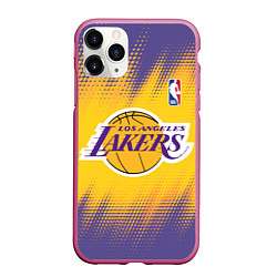 Чехол iPhone 11 Pro матовый Los Angeles Lakers, цвет: 3D-малиновый