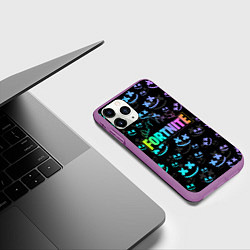Чехол iPhone 11 Pro матовый FORTNITE MARSHMELLO, цвет: 3D-фиолетовый — фото 2