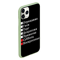 Чехол iPhone 11 Pro матовый Коротко о моей жизни, цвет: 3D-салатовый — фото 2