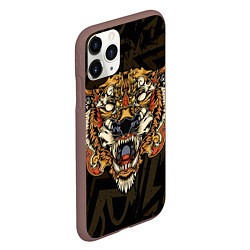 Чехол iPhone 11 Pro матовый Тигровый стимпанк Tiger, цвет: 3D-коричневый — фото 2