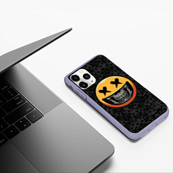 Чехол iPhone 11 Pro матовый Смайлик на черепе Emoji, цвет: 3D-светло-сиреневый — фото 2