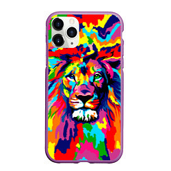 Чехол iPhone 11 Pro матовый Лев Artistic Art, цвет: 3D-фиолетовый