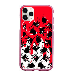 Чехол iPhone 11 Pro матовый WHAT CAT, цвет: 3D-малиновый