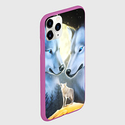 Чехол iPhone 11 Pro матовый ВОЛК В НОЧИ D, цвет: 3D-фиолетовый — фото 2