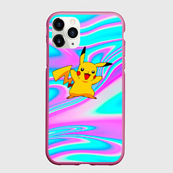 Чехол iPhone 11 Pro матовый Пикачу, цвет: 3D-малиновый