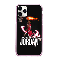 Чехол iPhone 11 Pro матовый MICHAEL JORDAN, цвет: 3D-розовый