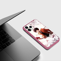 Чехол iPhone 11 Pro матовый Дазай, цвет: 3D-малиновый — фото 2