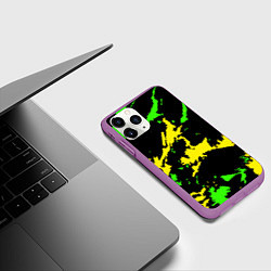 Чехол iPhone 11 Pro матовый Желто-зеленый, цвет: 3D-фиолетовый — фото 2