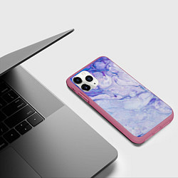 Чехол iPhone 11 Pro матовый Разводы сиреневой краской, цвет: 3D-малиновый — фото 2