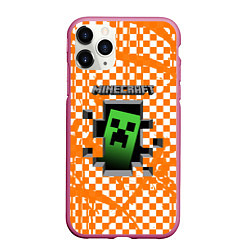 Чехол iPhone 11 Pro матовый MINECRAFT, цвет: 3D-малиновый