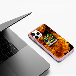 Чехол iPhone 11 Pro матовый Minecraft, цвет: 3D-розовый — фото 2