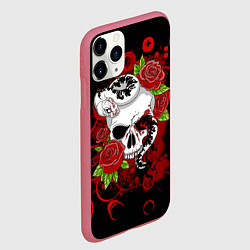Чехол iPhone 11 Pro матовый Череп и змея, цвет: 3D-малиновый — фото 2