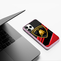 Чехол iPhone 11 Pro матовый Lamborghini, цвет: 3D-розовый — фото 2