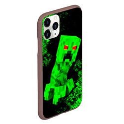 Чехол iPhone 11 Pro матовый MINECRAFT CREEPER, цвет: 3D-коричневый — фото 2