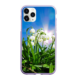 Чехол iPhone 11 Pro матовый Подснежники, цвет: 3D-светло-сиреневый