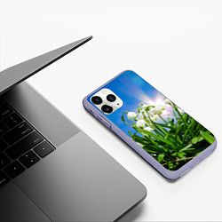 Чехол iPhone 11 Pro матовый Подснежники, цвет: 3D-светло-сиреневый — фото 2