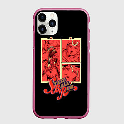 Чехол iPhone 11 Pro матовый JoJo Bizarre Adventure, цвет: 3D-малиновый