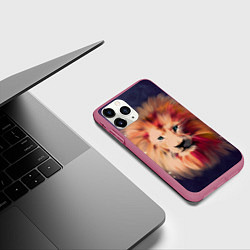 Чехол iPhone 11 Pro матовый Звездный Лев, цвет: 3D-малиновый — фото 2