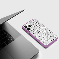 Чехол iPhone 11 Pro матовый Черепа черно-белые, цвет: 3D-фиолетовый — фото 2