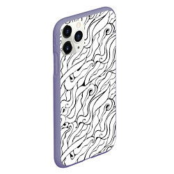 Чехол iPhone 11 Pro матовый Черно-белые узоры, цвет: 3D-серый — фото 2