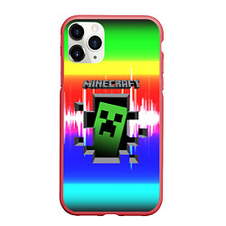 Чехол iPhone 11 Pro матовый Minecraft S, цвет: 3D-красный